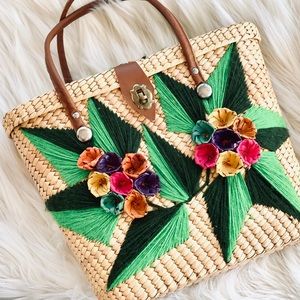 Floral Wicker Handbag